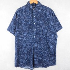 画像1: POLO Ralph Lauren "CAMBRIDGE" ペイズリー柄 リネンプルオーバーシャツ NAVY M (1)