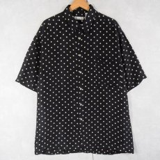 画像1: 80〜90's BURMA ドット柄 シルクシャツ BLACK L (1)