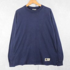 画像1: 90's RUSSELL ATHLETIC USA製 "PRO COTTON" 無地ロンT NAVY L (1)
