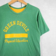 画像1: 70〜80's Champion USA製 バータグ "GREEN DEVILS" ダブルフェイスTシャツ M (1)