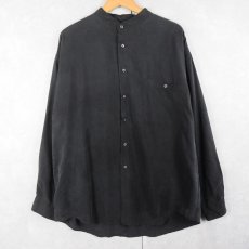 画像1: CHIAMARE シルク バンドカラーシャツ BLACK L (1)