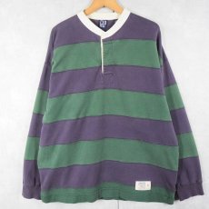 画像1: 90's GAP ファットボーダー柄 コットンラガーシャツ XL (1)