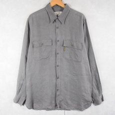 画像1: 90's ARMANI JEANS ITALY製 マチ付きリネンシャツ M (1)