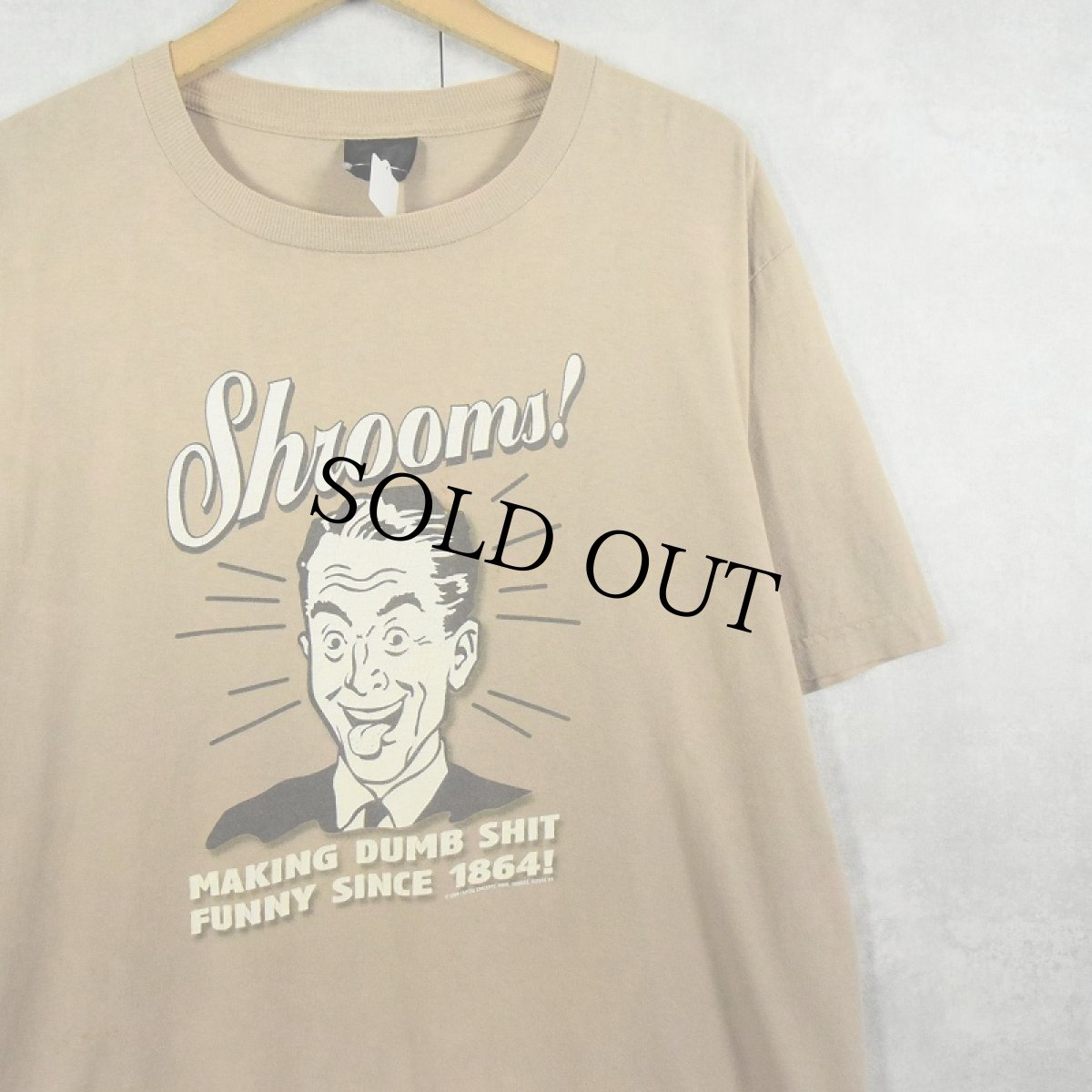 画像1: 90's USA製 "Shrooms!" イラストプリントTシャツ L (1)