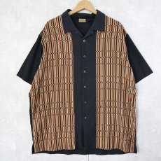 画像1: AXIST ストライプ柄切り替え シルク×コットン ロカビリーシャツ XL (1)