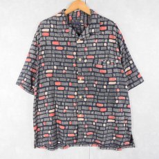 画像1: 90's〜2000's NAT NAST 総柄 シルクオープンカラーシャツ L (1)