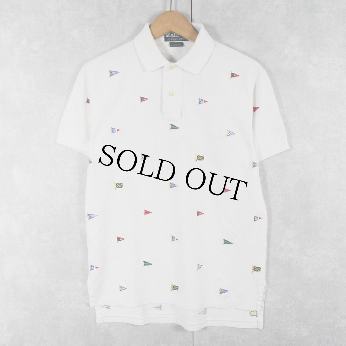 画像1: 【SALE】 POLO Ralph Lauren "CUSTOM FIT" フラッグ柄 刺繍ポロシャツ S (1)