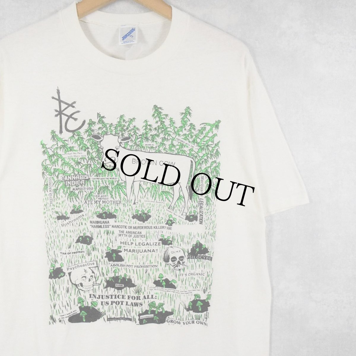 画像1: 90's USA製 "HELP LEGALIZE MARIJUANA!!" ガンジャプリントTシャツ XL (1)