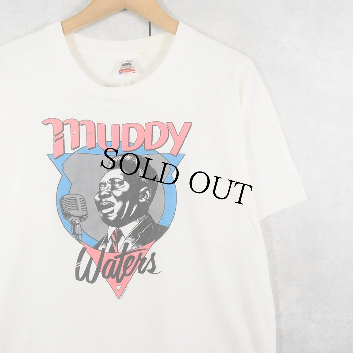 画像1: 90's MUDDY WATERS USA製 ブルースミュージシャン プリントTシャツ L (1)