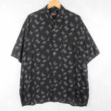 画像1: JOHN HENRY 総柄 レーヨンシャツ BLACK XL (1)