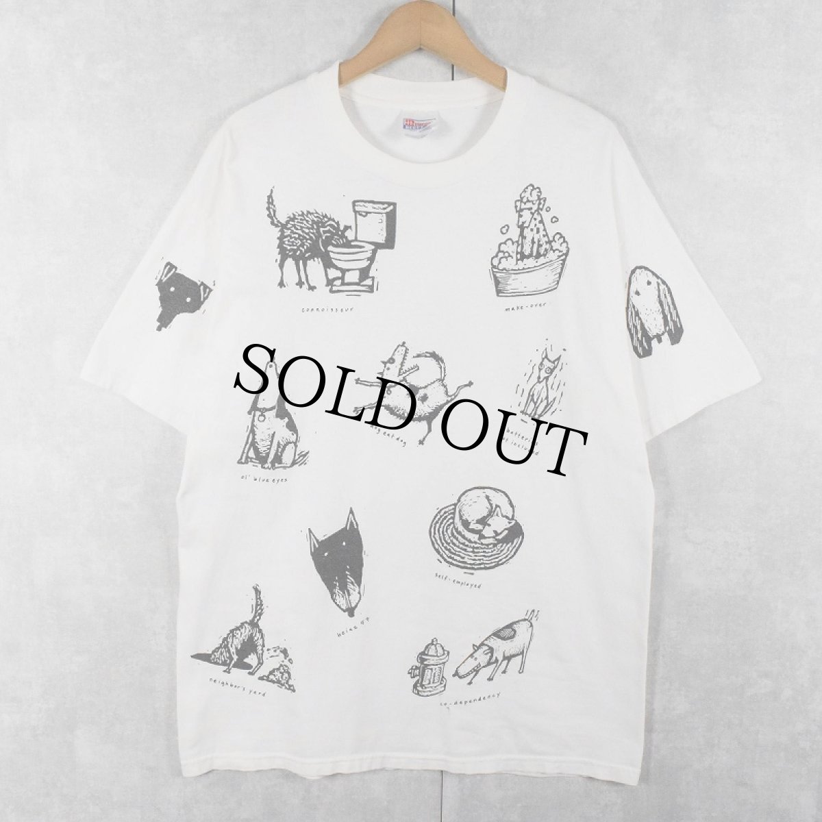画像1: 90's Studio Roja USA製 犬プリントTシャツ L (1)