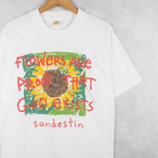 画像1: 90's GRAVITY GRAPHICS USA製 "FLOWERA ARE PROOF..." 花プリントTシャツ M (1)