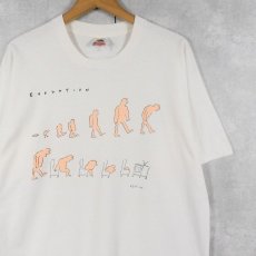画像1: 90's Richard Stine USA製 "Evolution" アートプリントTシャツ XL (1)