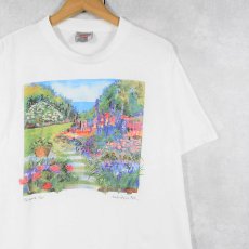 画像1: 90's Jennifer Winship Mark USA製 "Margarite Trail" アートプリントTシャツ L (1)