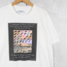 画像1: 90's Richard Stine CANADA製 "I wonder if one could tell..." アートプリントTシャツ M (1)
