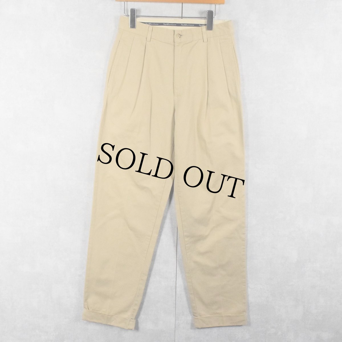 画像1: 90's POLO Ralph Lauren USA製 "POLO CHINO" 2タック チノトラウザーズ W30 (1)