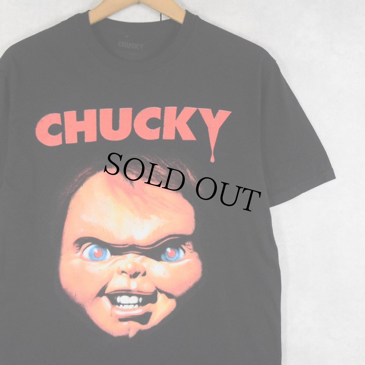 画像1: Chucky ホラー映画 キャラクタープリントTシャツ BLACK M (1)