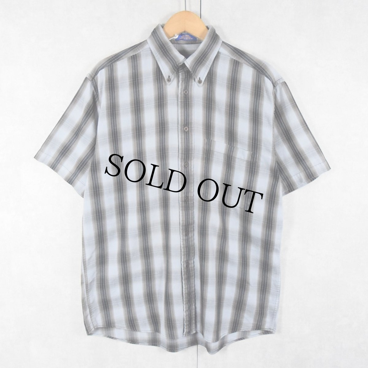 画像1: PENDLETON オンブレーチェック柄 コットンボタンダウンシャツ M (1)