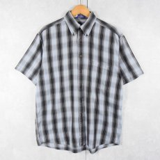 画像1: PENDLETON オンブレーチェック柄 コットンボタンダウンシャツ M (1)