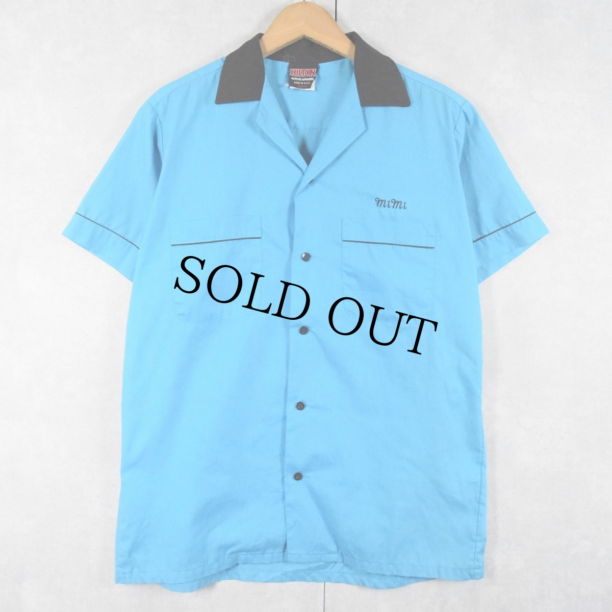 画像2: 90's HILTON USA製 "TIM'S" コットンポリ ボーリングシャツ M (2)