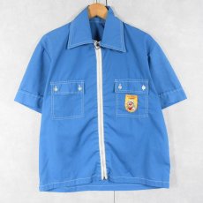 画像1: 70's ワッペン付き ポリエステル ジップシャツ (1)