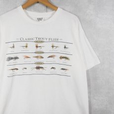 画像1: 90's HARBORSIDE GRAPHICS USA製 "CLASSIC TROUT FILES" 毛鉤イラストプリントTシャツ L (1)