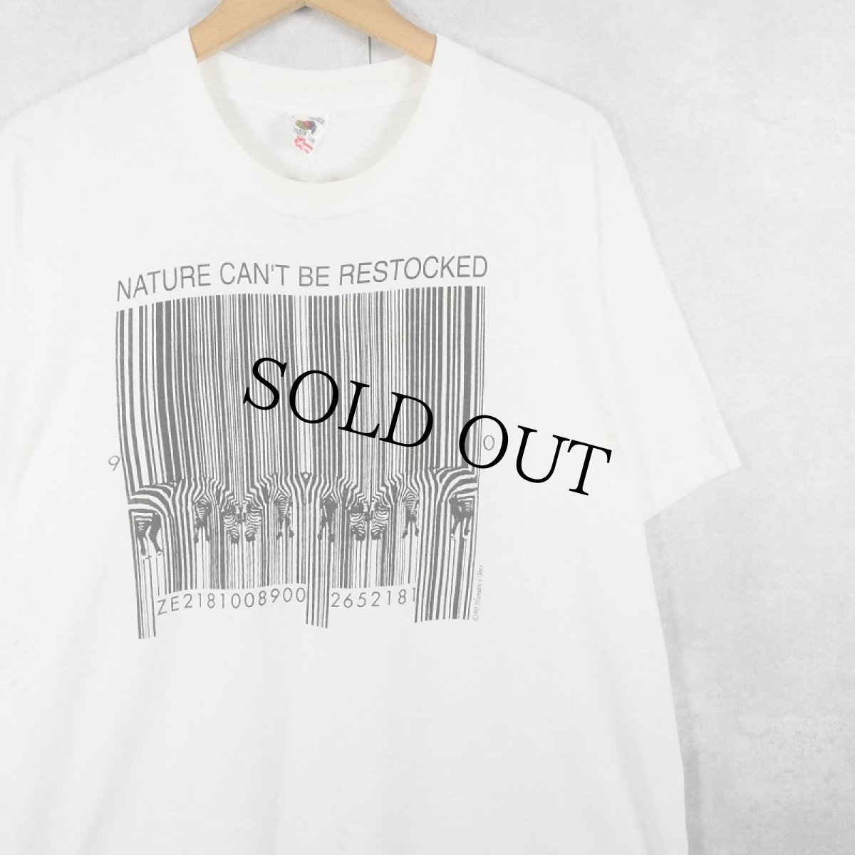 画像1: 90's USA製 "NATURE CAN'T BE RESTOCKED" シマウマプリントTシャツ L (1)