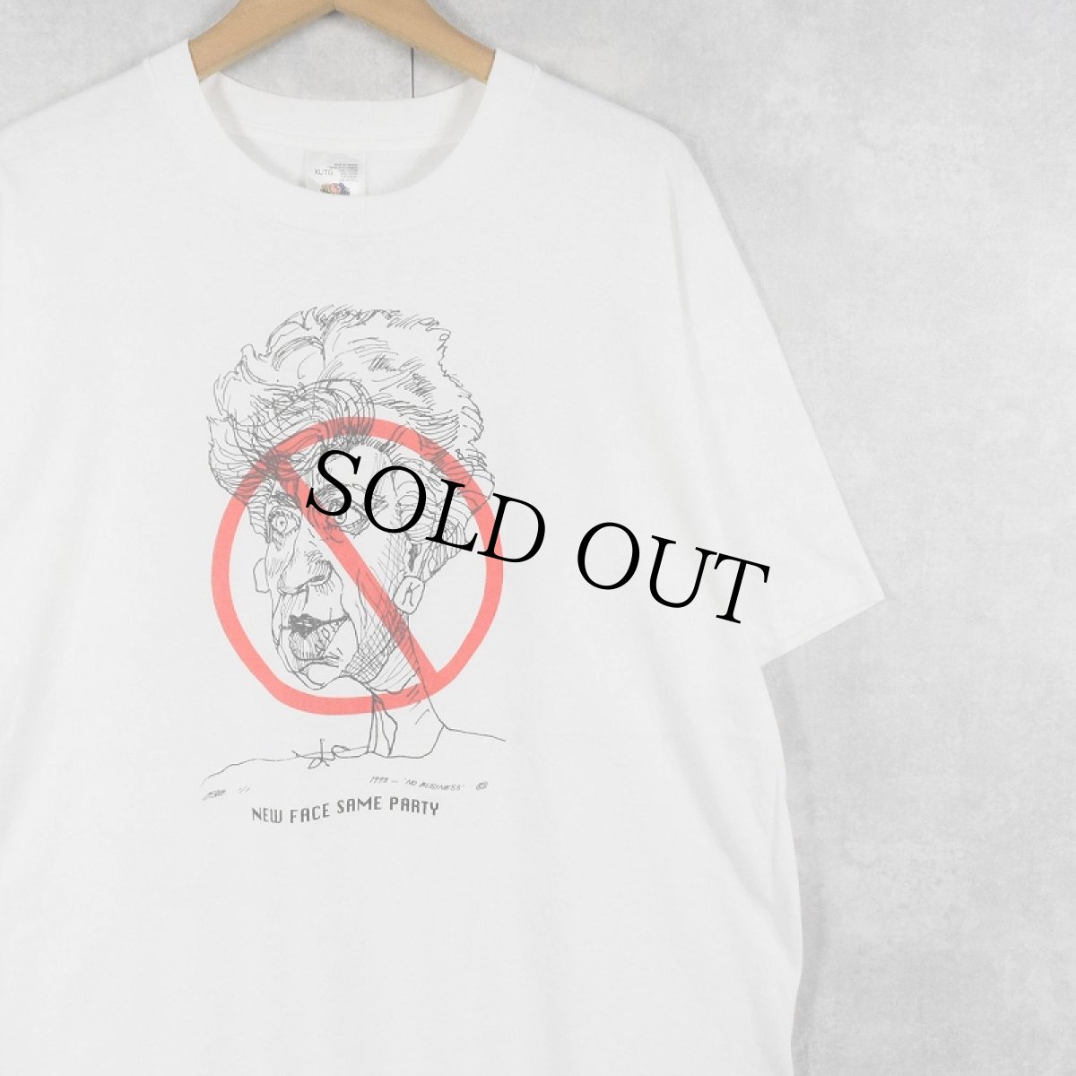 画像1: 90's "NEW FACE SAME PARTY" イラストプリントTシャツ XL (1)