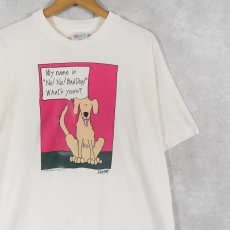 画像1: 90's USA製 "My name is "No! No1 Bad Dog!" What's yours?" シュールイラストプリントTシャツ XL (1)