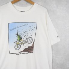 画像1: 90's "NO GUTS - NO GLORY!" シュールイラストプリントTシャツ XL (1)