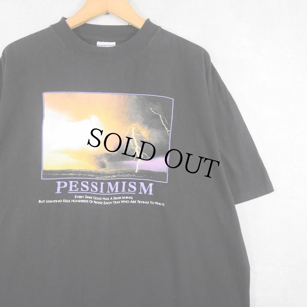 画像1: "PESSIMISM" サンダープリントTシャツ BLACK XL (1)