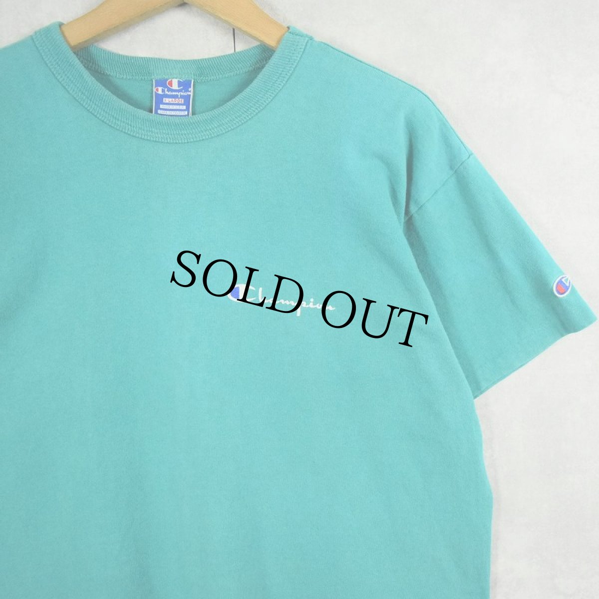 画像1: 80〜90's Champion USA製 青刺繍タグ 後期 ロゴプリントTシャツ XL (1)