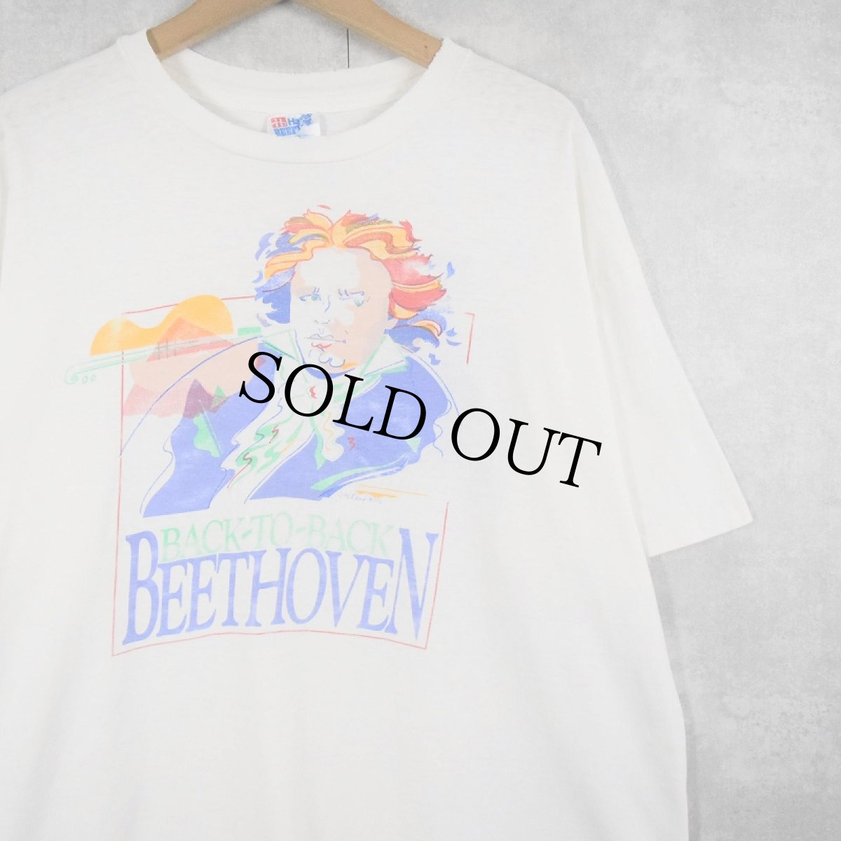 画像1: 90's BEETHOVEN USA製 ピアニストプリントTシャツ XL (1)