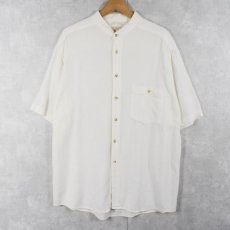 画像1: Pur et Simple コットン×ビスコース バンドカラーシャツ  (1)