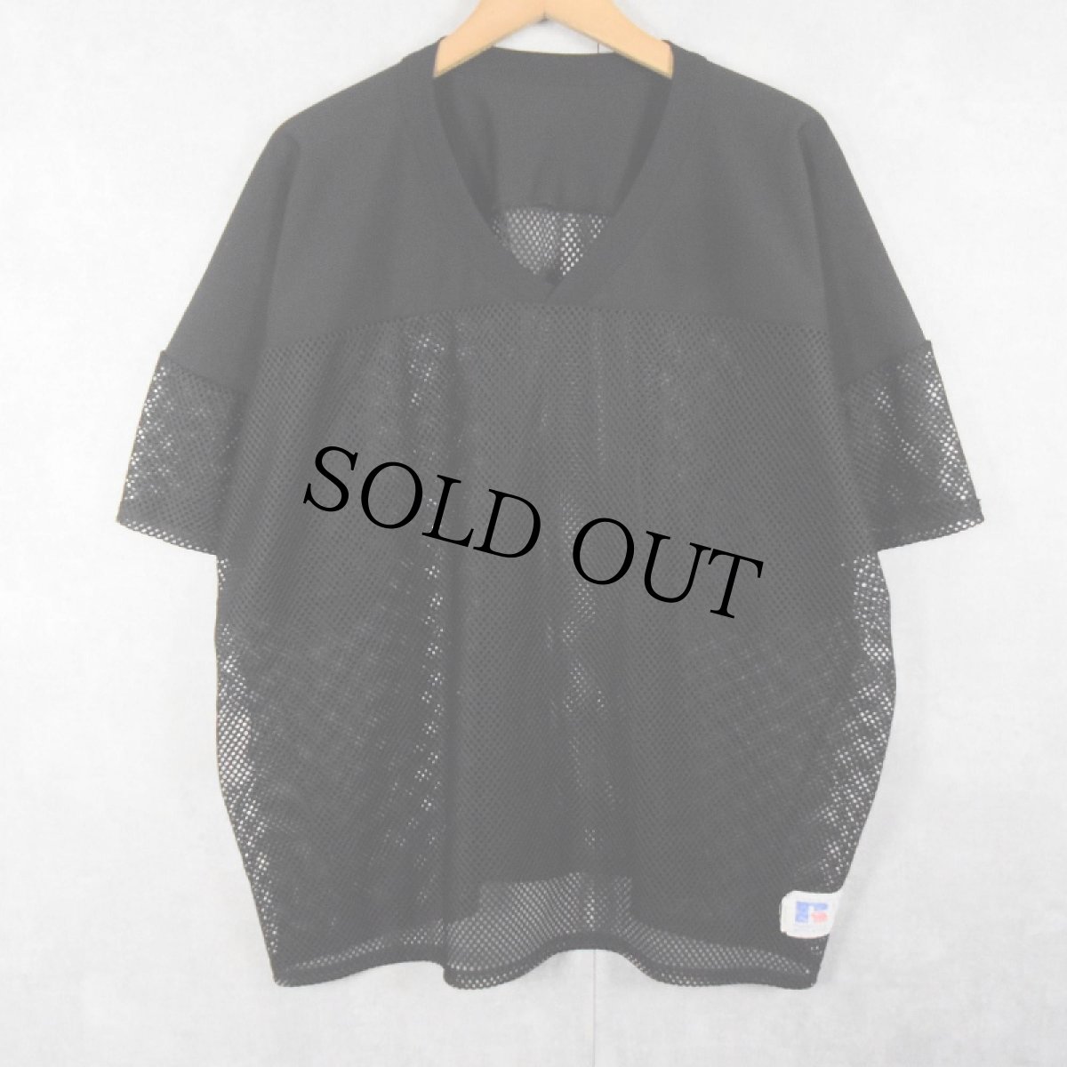 画像1: 80〜90's RUSSELL ATHLETIC USA製 メッシュフットボールシャツ BLACK XXXL (1)