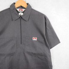 画像1: 90's BEN DAVIS USA製 ハーフジップ ワークシャツ M (1)
