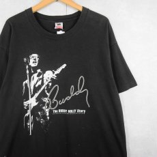 画像1: 90's The BUDDY HOLLY Story USA製 ロックミュージシャンドキュメンタリー映画 プリントTシャツ BLACK XL (1)