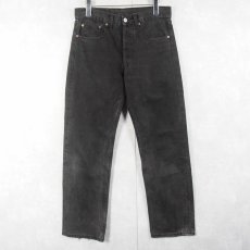 画像1: 90's Levi's 501 USA製 "サルファブラック" ブラックデニムパンツ W31 (1)