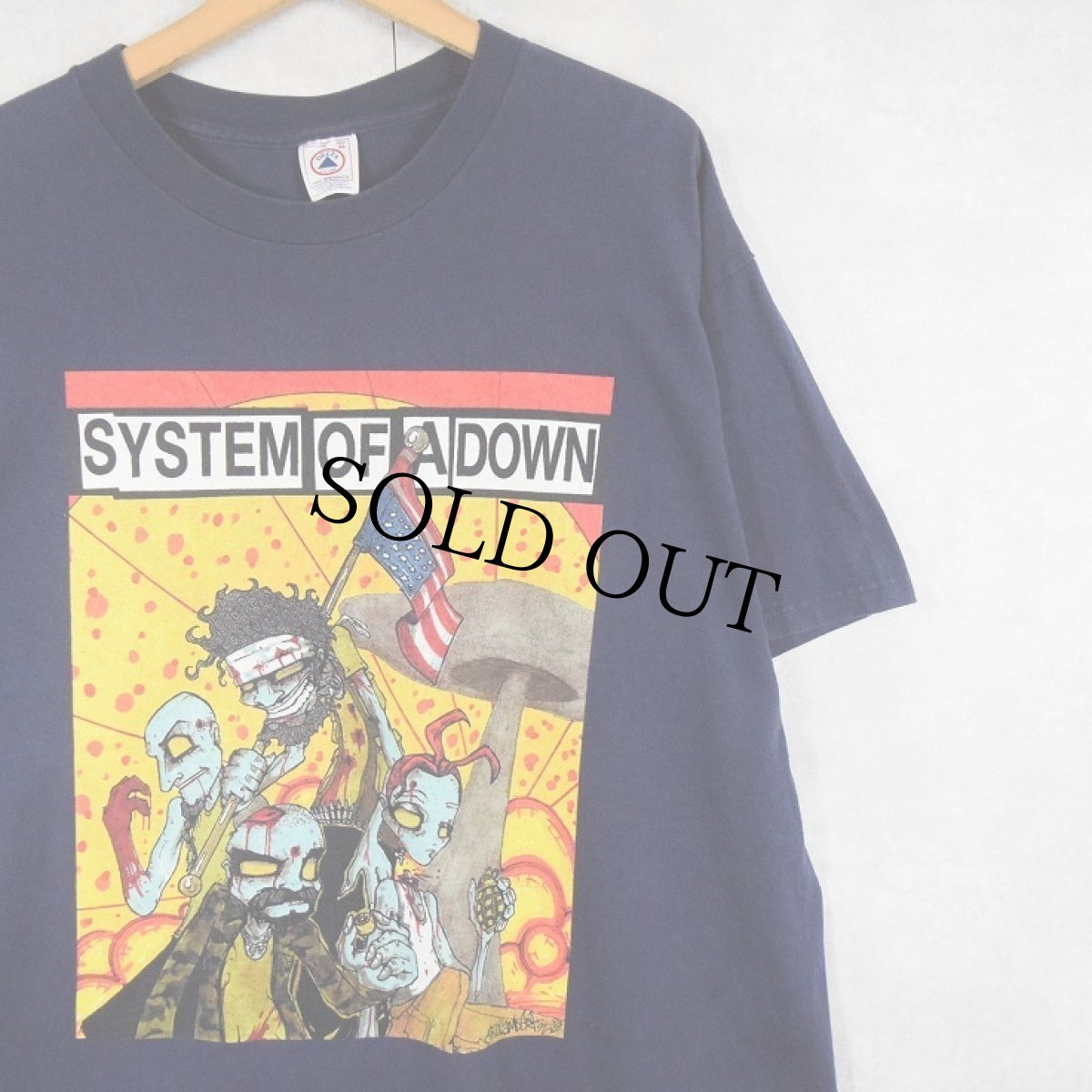 画像1: SYSTEM OF A DOWN ニュー・メタルバンドTシャツ NAVY XL (1)