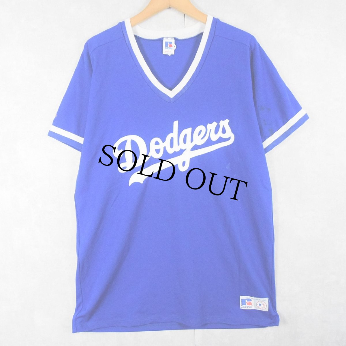 画像1: 80's RUSSELL ATHLETIC USA製 "MLB Dodgers" ナイロンベースボールシャツ L (1)