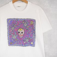 画像1: 90's TESOROS USA製 スカル カラベラアート プリントTシャツ M (1)
