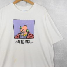 画像1: 80's USA製 "TROUT FISHING IN AMERICA" シュールイラストプリントTシャツ XXL (1)