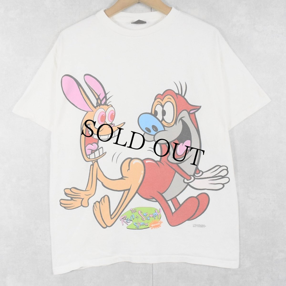 画像1: 90's NICKELODEON USA製 "The Ren & Stimpy Show" キャラクタープリントTシャツ L (1)