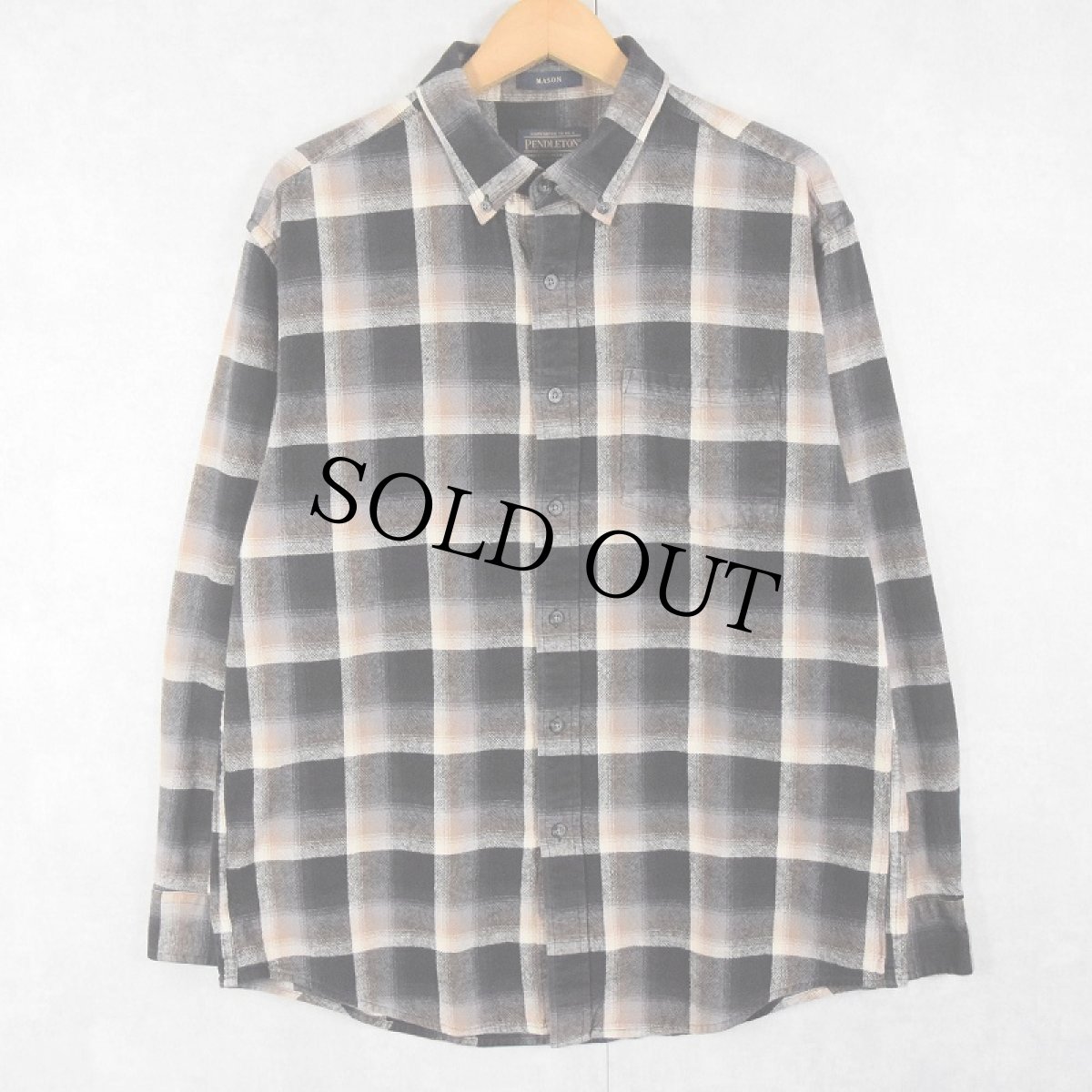 画像1: PENDLETON "MASON" オンブレーチェック柄 コットンボタンダウンシャツ L (1)