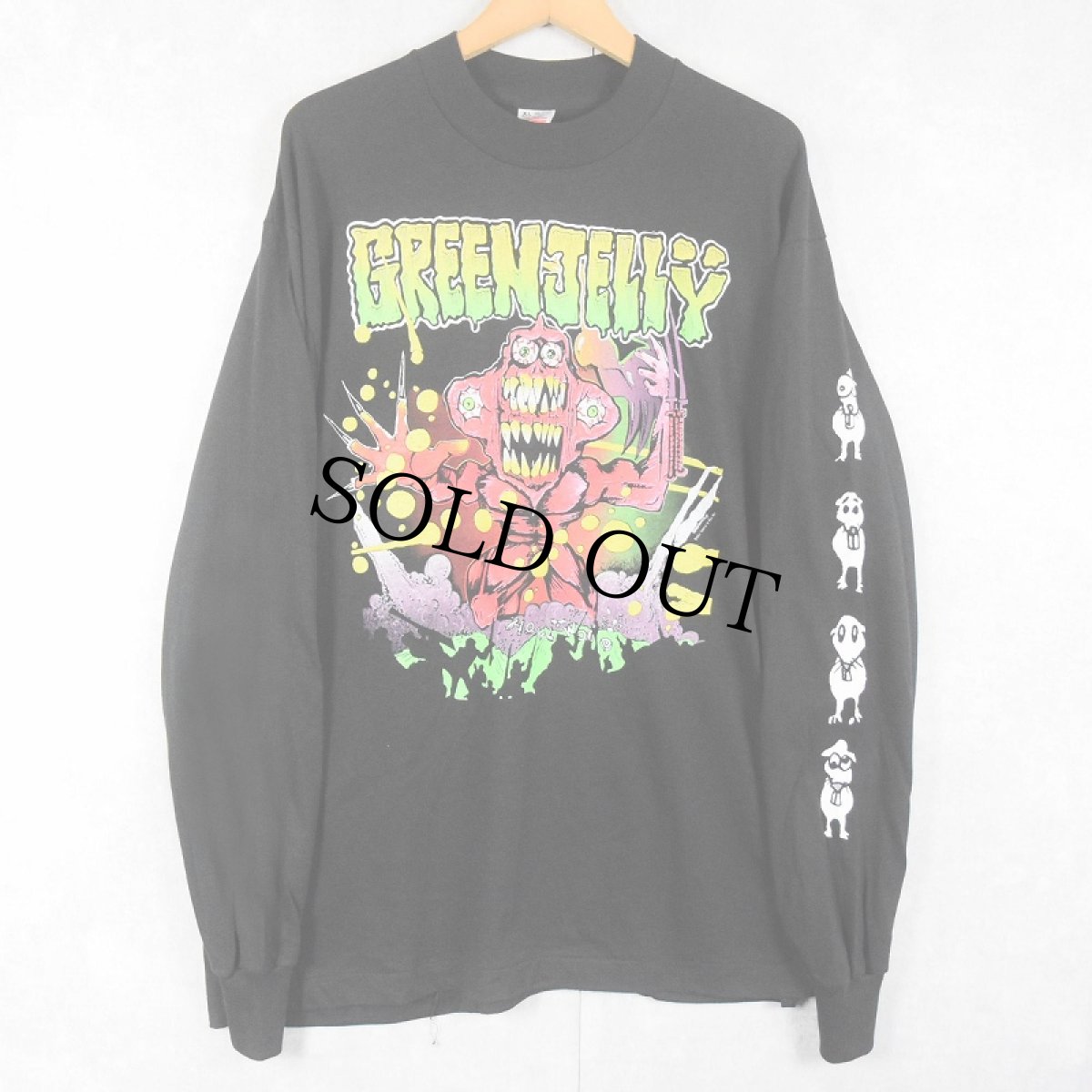 画像1: 1993 GREEN JELLY USA製 コメディロックバンドロンT BLACK XL (1)