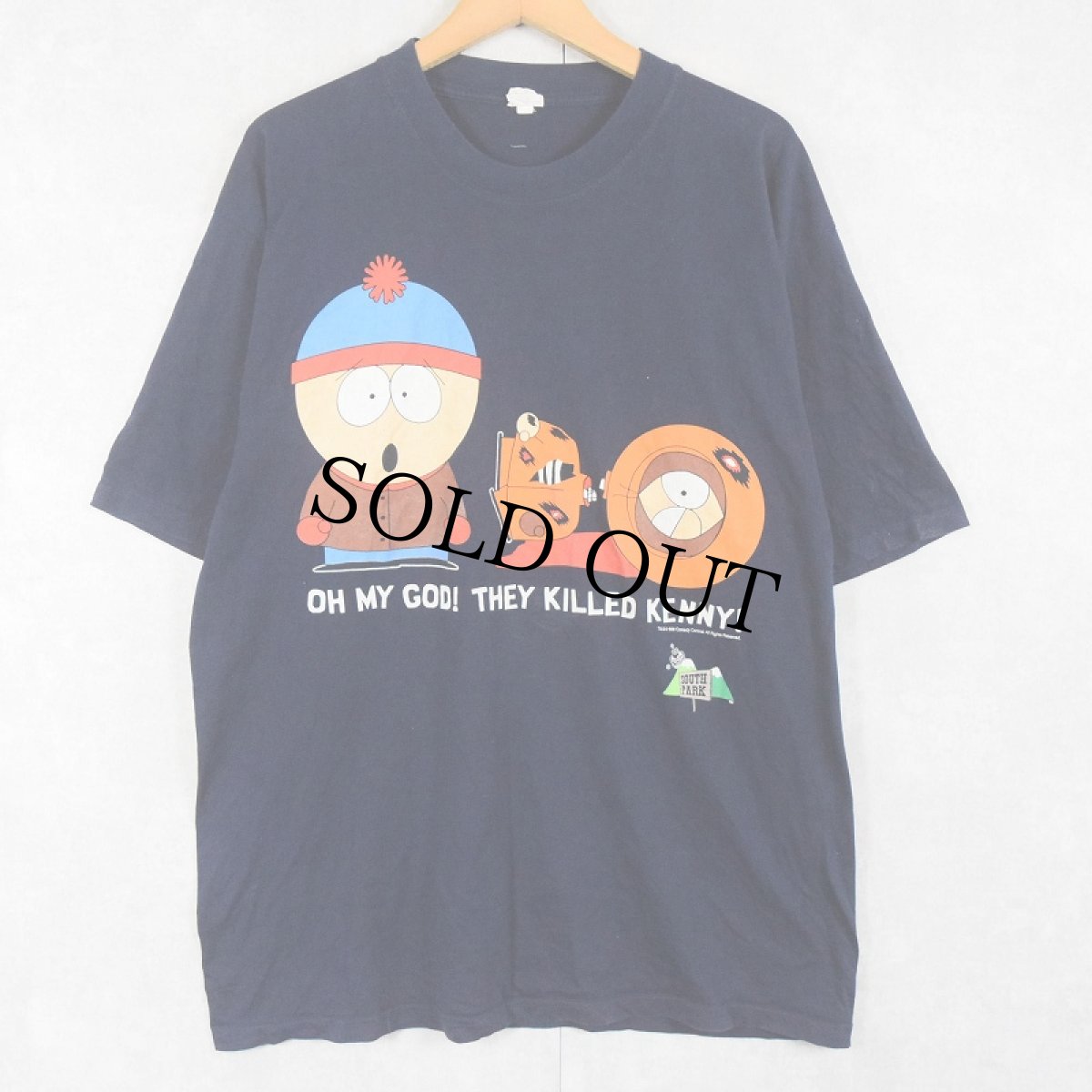画像1: 90's SOUTH PARK "OH MY GOD! THEY KILLED KENNY!" キャラクタープリントTシャツ NAVY XL (1)
