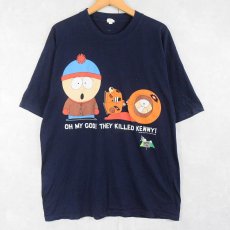 画像1: 90's SOUTH PARK "OH MY GOD! THEY KILLED KENNY!" キャラクタープリントTシャツ NAVY XL (1)