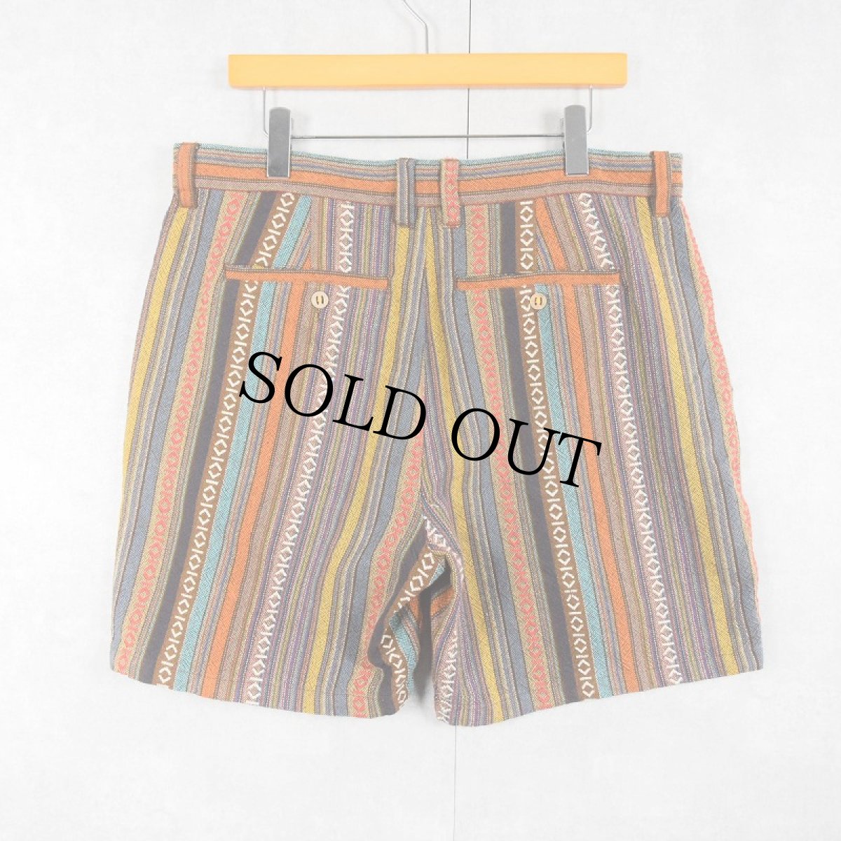 画像2: THE TERRITORY AHEAD ネイティブストライプ柄 コットンショーツ W37 (2)