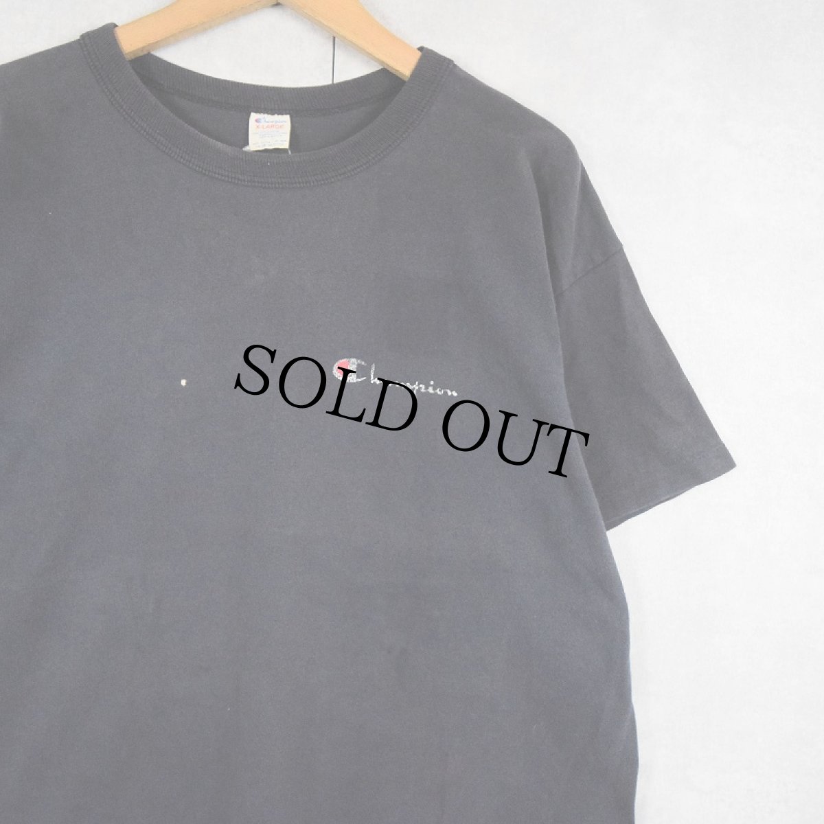 画像1: 80's Champion USA製 トリコタグ ロゴプリントTシャツ BLACK XL (1)