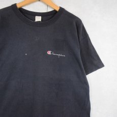 画像1: 80's Champion USA製 トリコタグ ロゴプリントTシャツ BLACK XL (1)